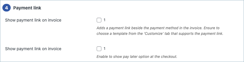 Payment link section