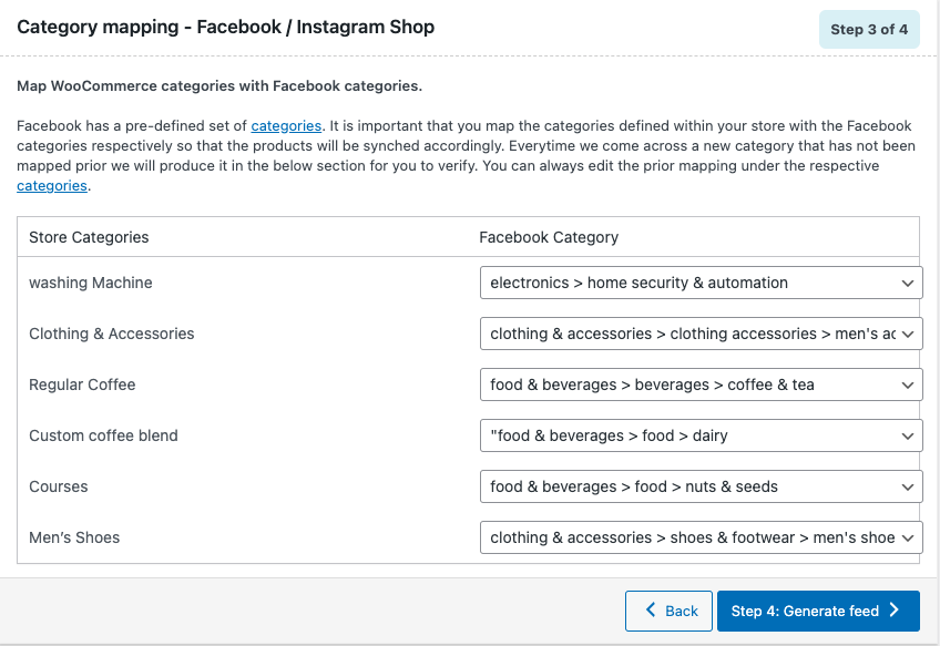 Category mapping for WooCommerce Facebook product feeds
