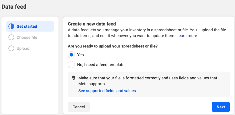 Create a new data feed
