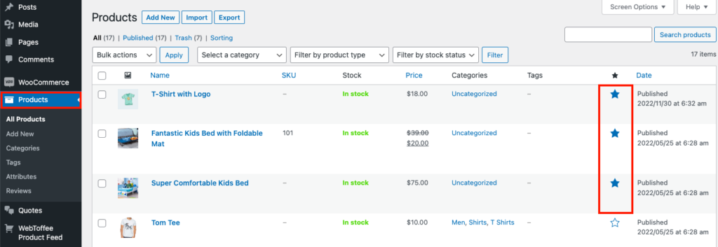Feature products in WooCommerce