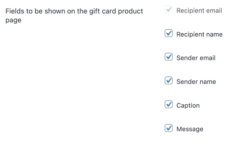 Limit the fields to be displayed on the WooCommerce gift card product page