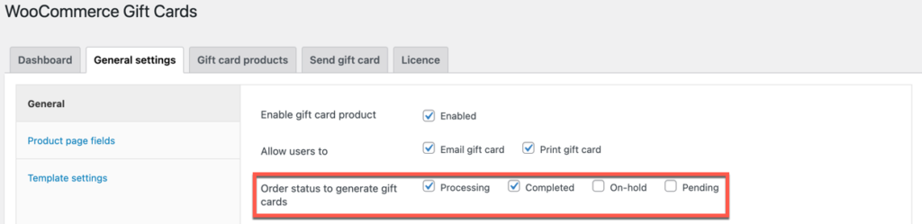 Restrict WooCommerce gift card generation