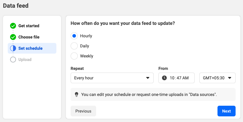 Schedule data feed update