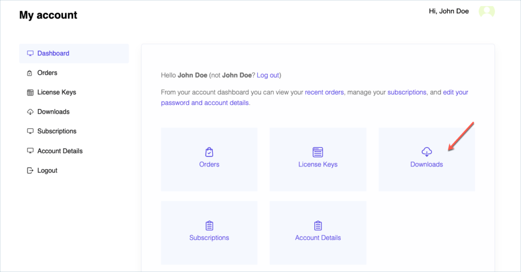 Downloads page from WebToffee My Account