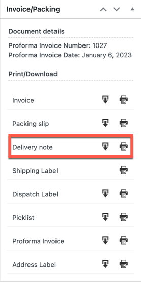 Printing WooCommerce delivery notes
