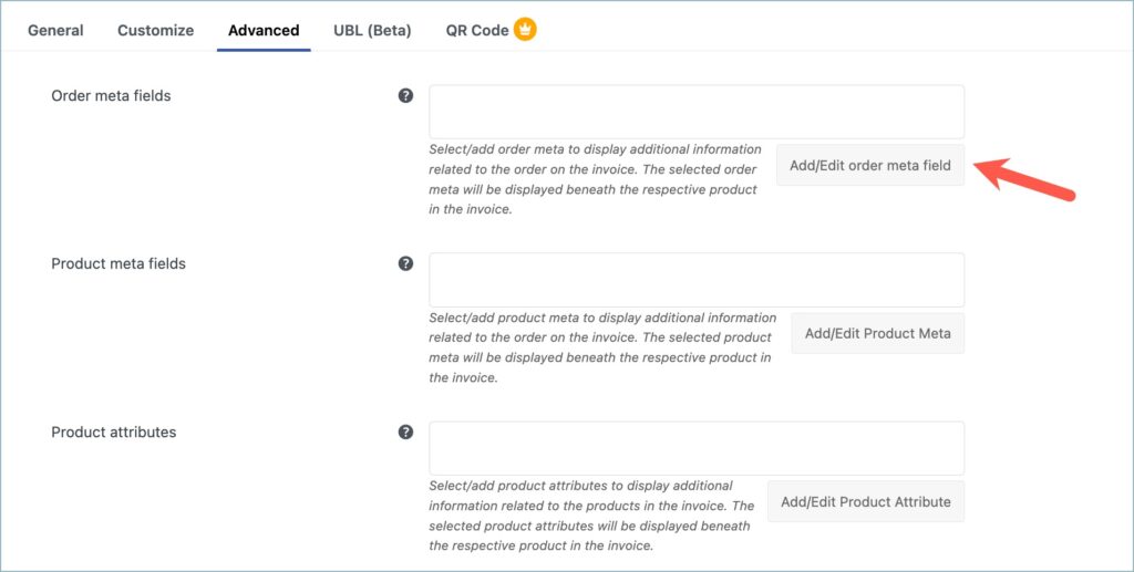 Add/Edit order meta field - WooCommerce invoice, packing slip