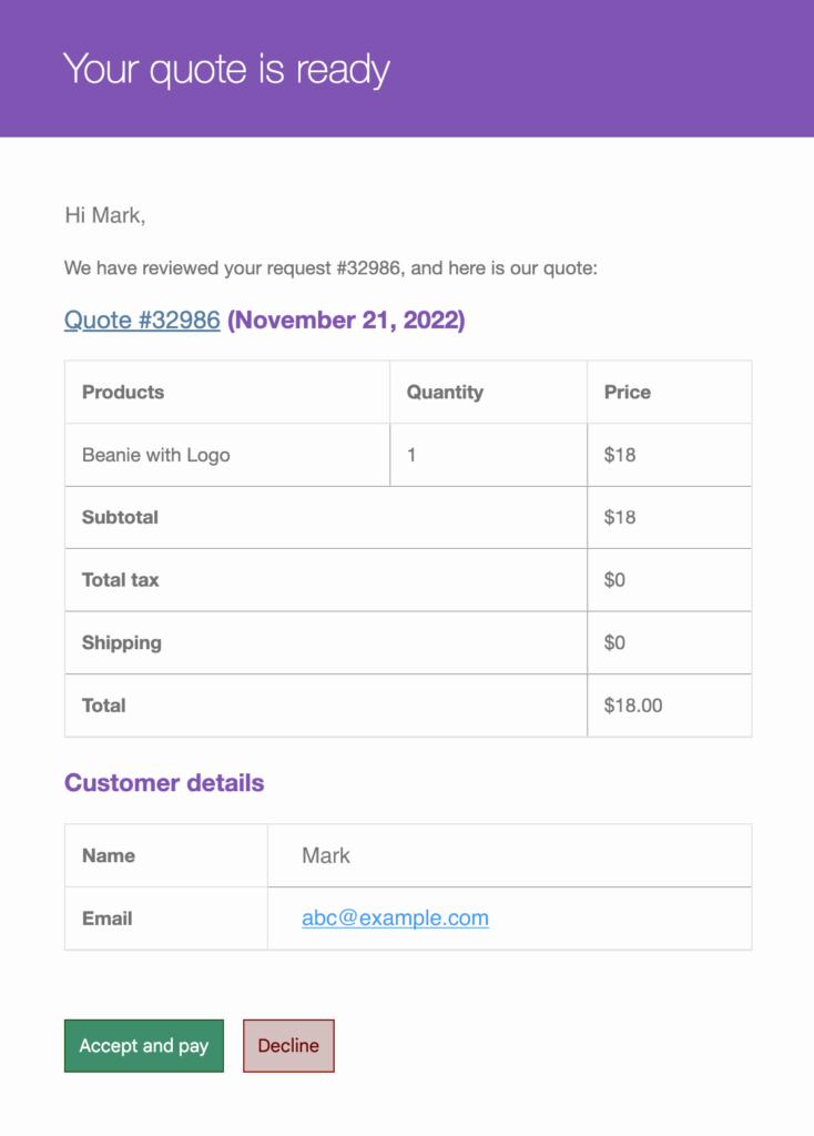 best woocommerce request a quote email