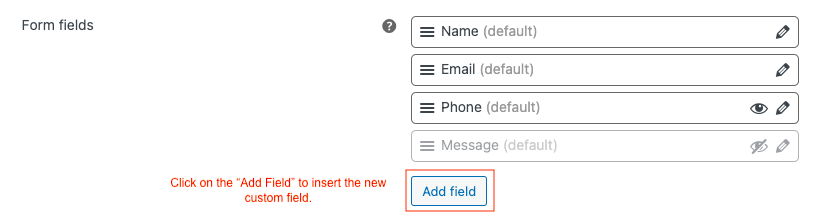 click on add field to create new WooCommerce custom quote field