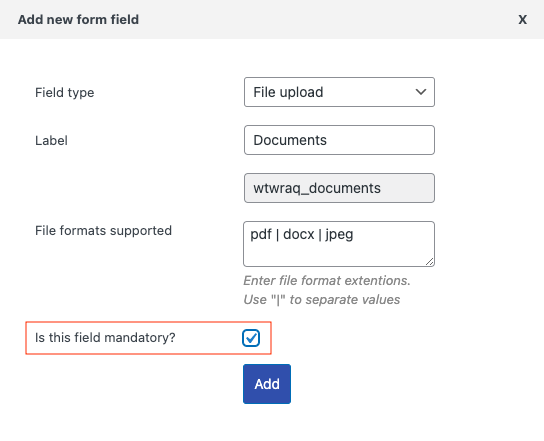 enable mandatory field for custom WooCommerce quote form