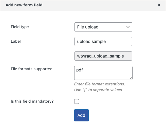 File upload field type