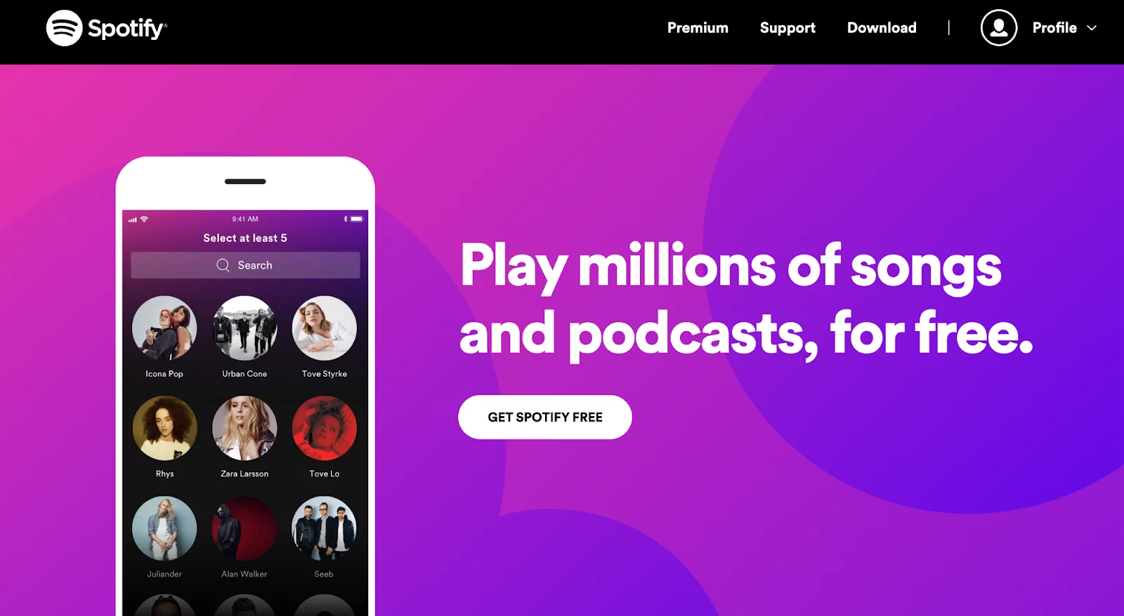 Spotify website