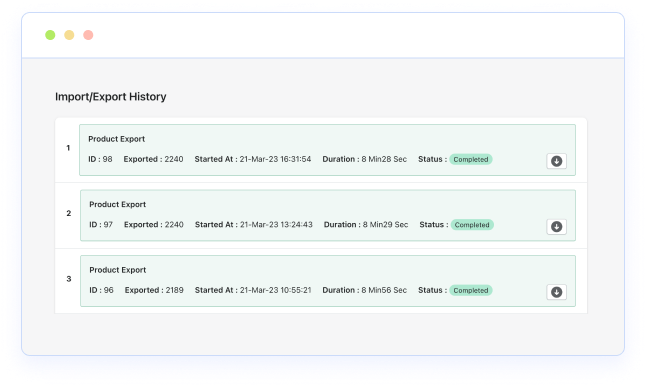 View log history of import/export