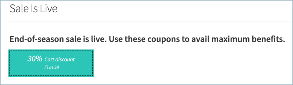 Smart Coupons for WooCommerce - Shortcodes demo using a blog post