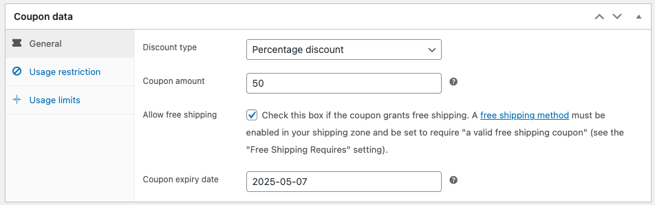 configure general settings for woocommerce coupon 