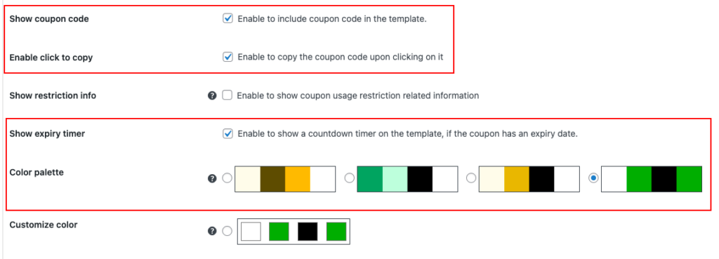 customize display coupon template 