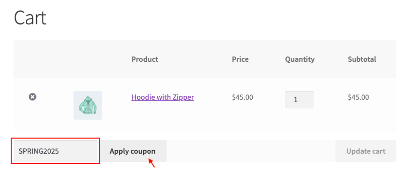 apply coupon code woocommerce
