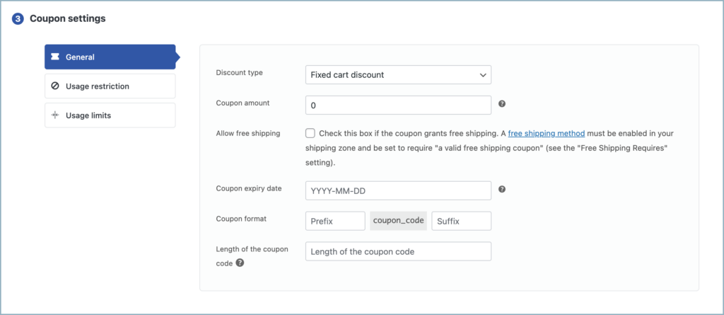 WebToffee Smart coupon generate - General coupon settings