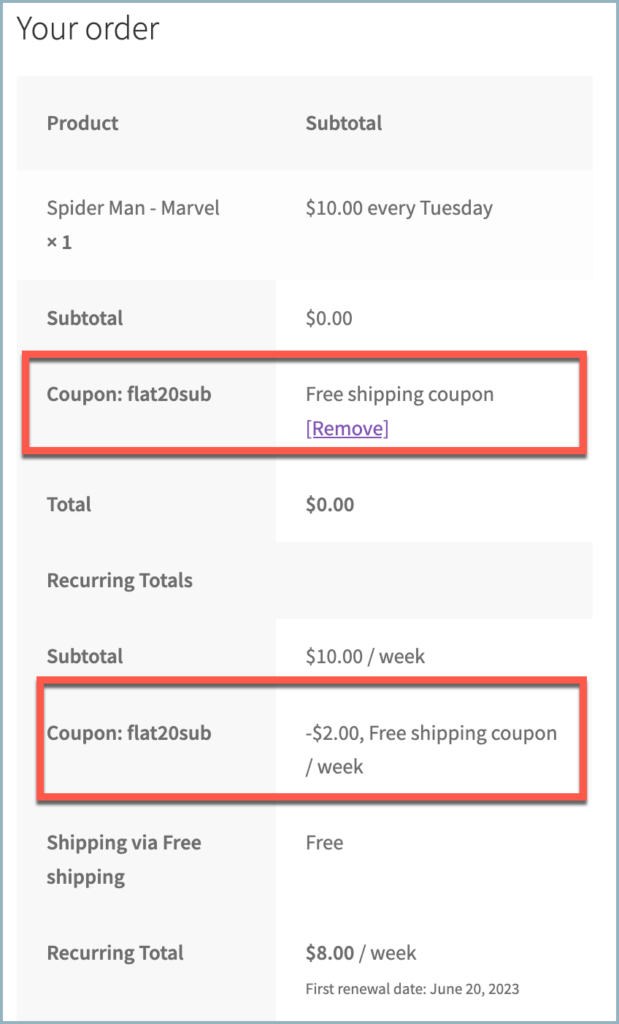 Subscriptions for WooCommerce - Cart
