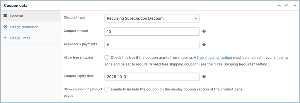 Subscriptions for WooCommerce - Recurring Subscription Discount
