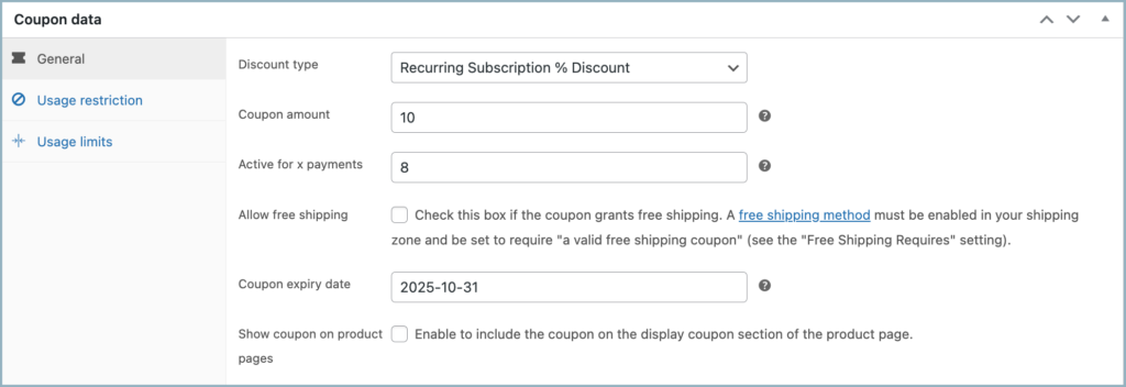 Subscriptions for WooCommerce - Recurring Subscription Discount
