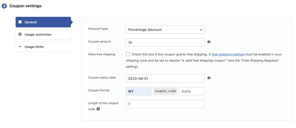 Configuring Coupon settings