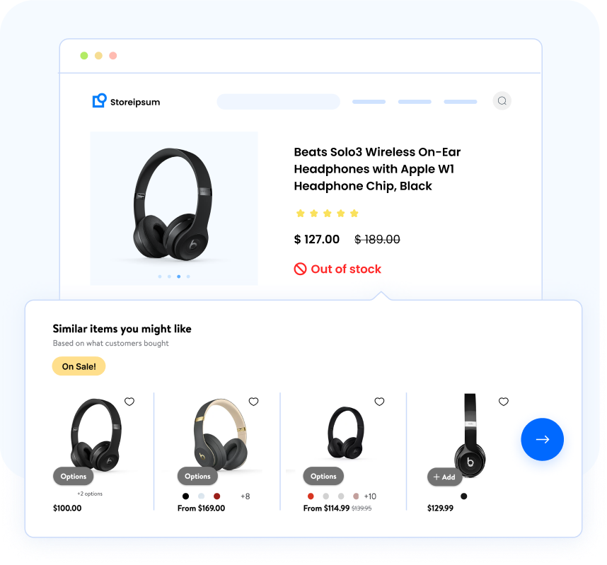 Recommend upsells on the WooCommerce product pages