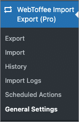 WebToffee Import Export(Pro) menu