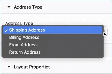 Address type dropdown