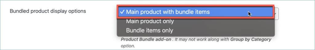 Main product with bundle items