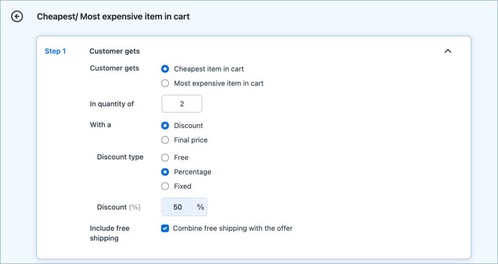 Configure customer reward - BOGO