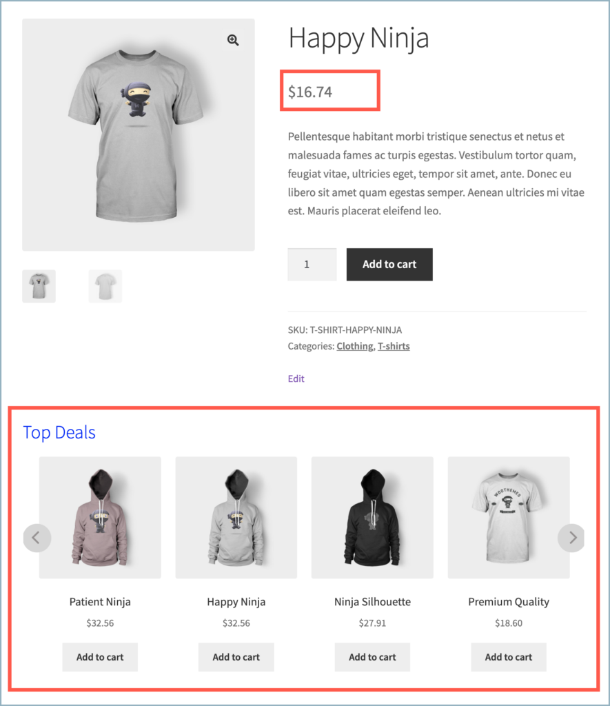 The recommendation section is visible for product having a value below $20