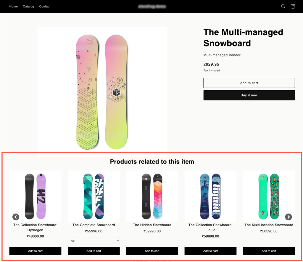 Related products on the product page