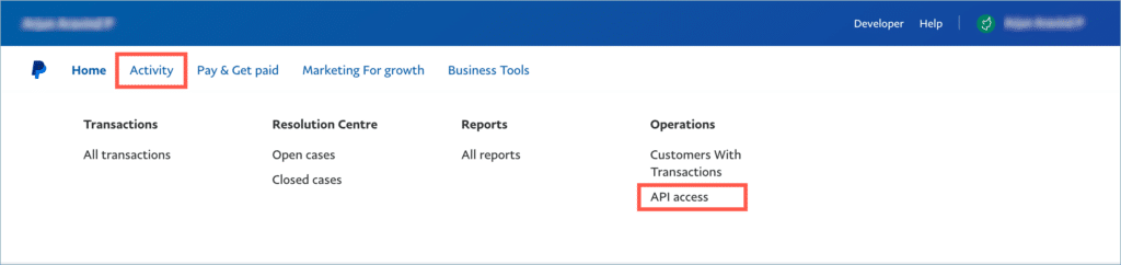 PayPal Business Account - API access