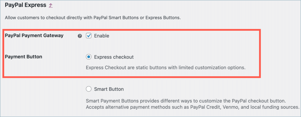 PayPal Express checkout button