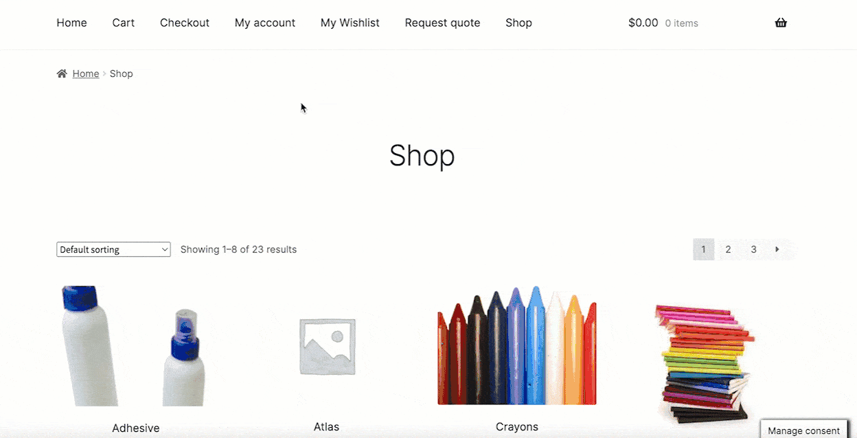 Gif showing "Add to Quote" button for out-of-stock product