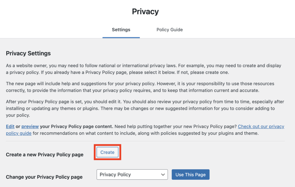Create a Privacy Policy