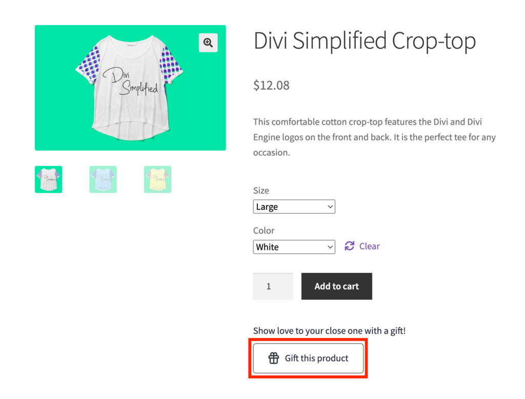 Gift this product option on WooCommerce Product Page