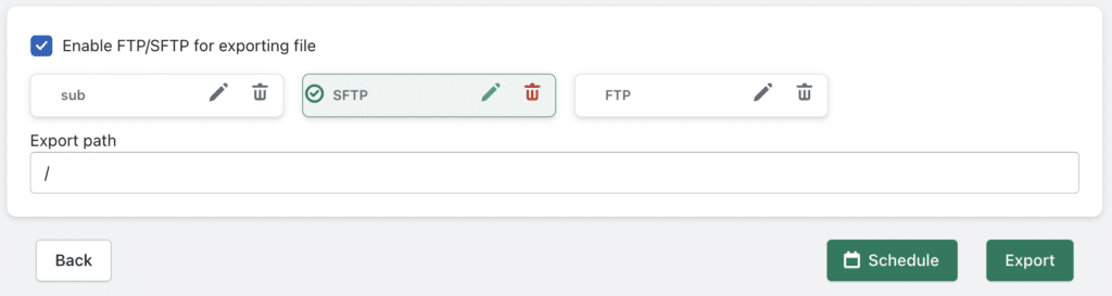 Select the FTP profile