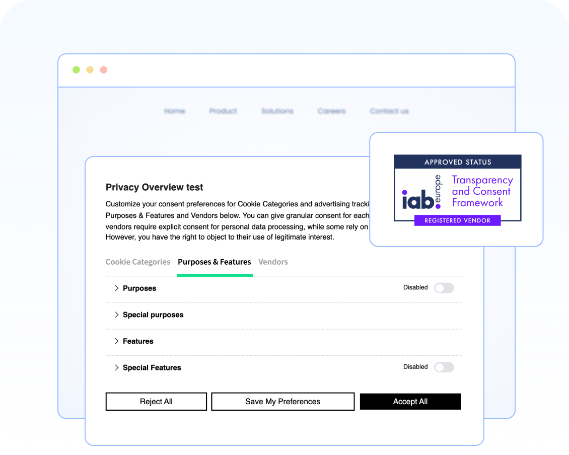 Showing IAB compliant cookie banner on a WordPress website
