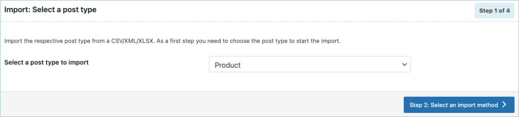 Selecting post type as Product