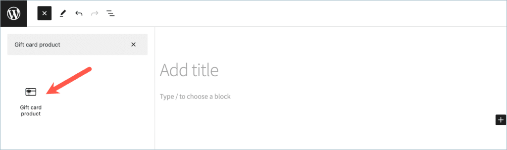 Adding gift card product with Block editor