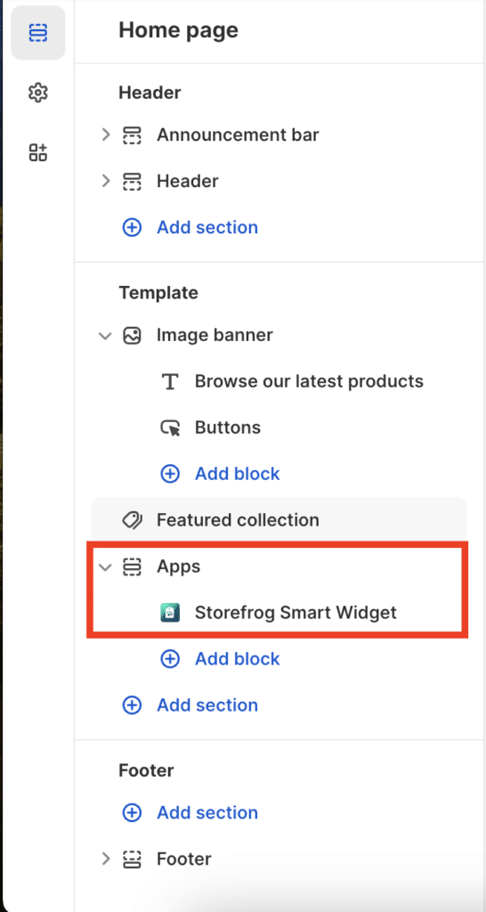 Add new app block in Shopify theme editor