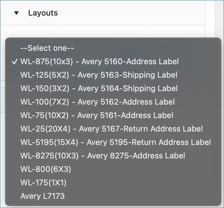 Address label - Layouts