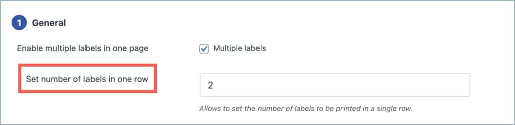Shipping label - Adding the number of labels to print in one row