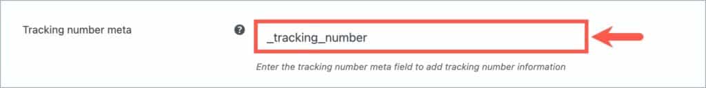 Adding tracking number meta key
