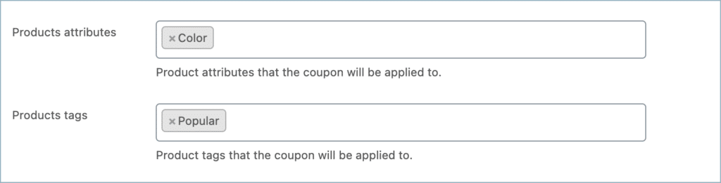 Coupon active for selected attributes and tags