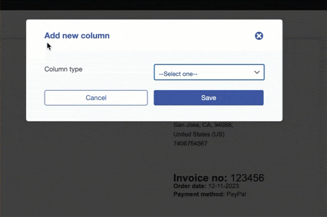Selecting Product meta from the Column type dropdown