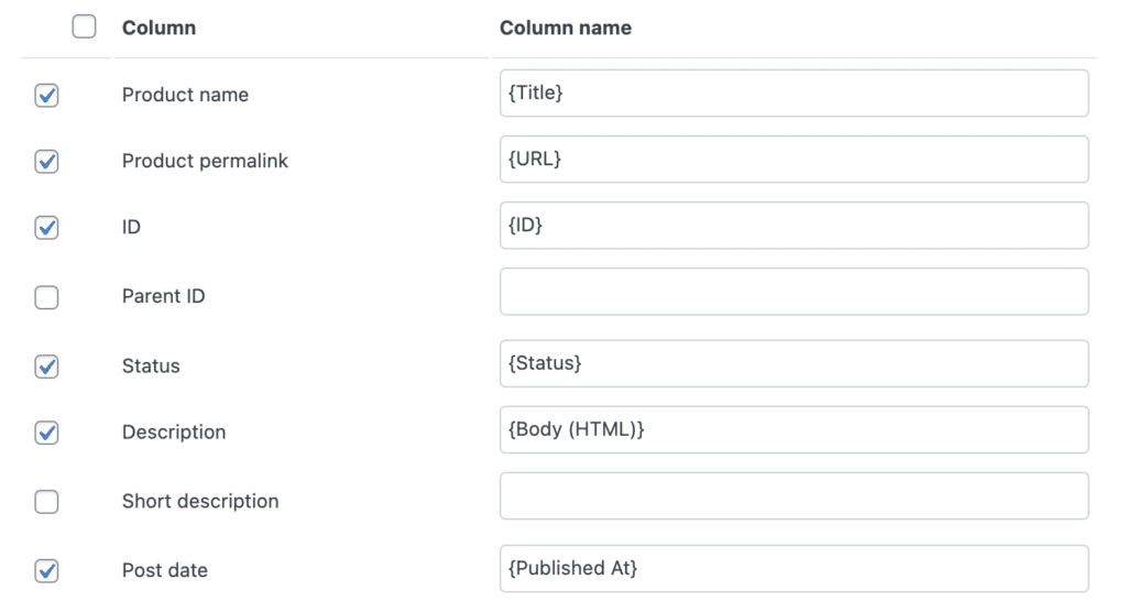 Map columns when importing products to WooCommerce