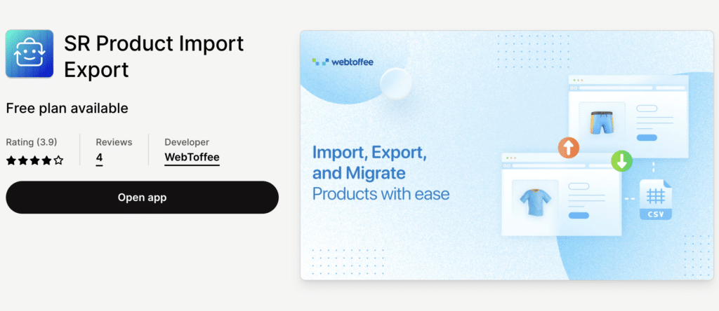 SR Product Import Export