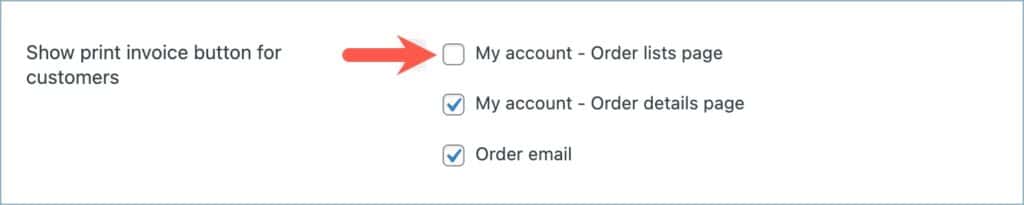Hiding the Print Invoice option from My account orders lists page